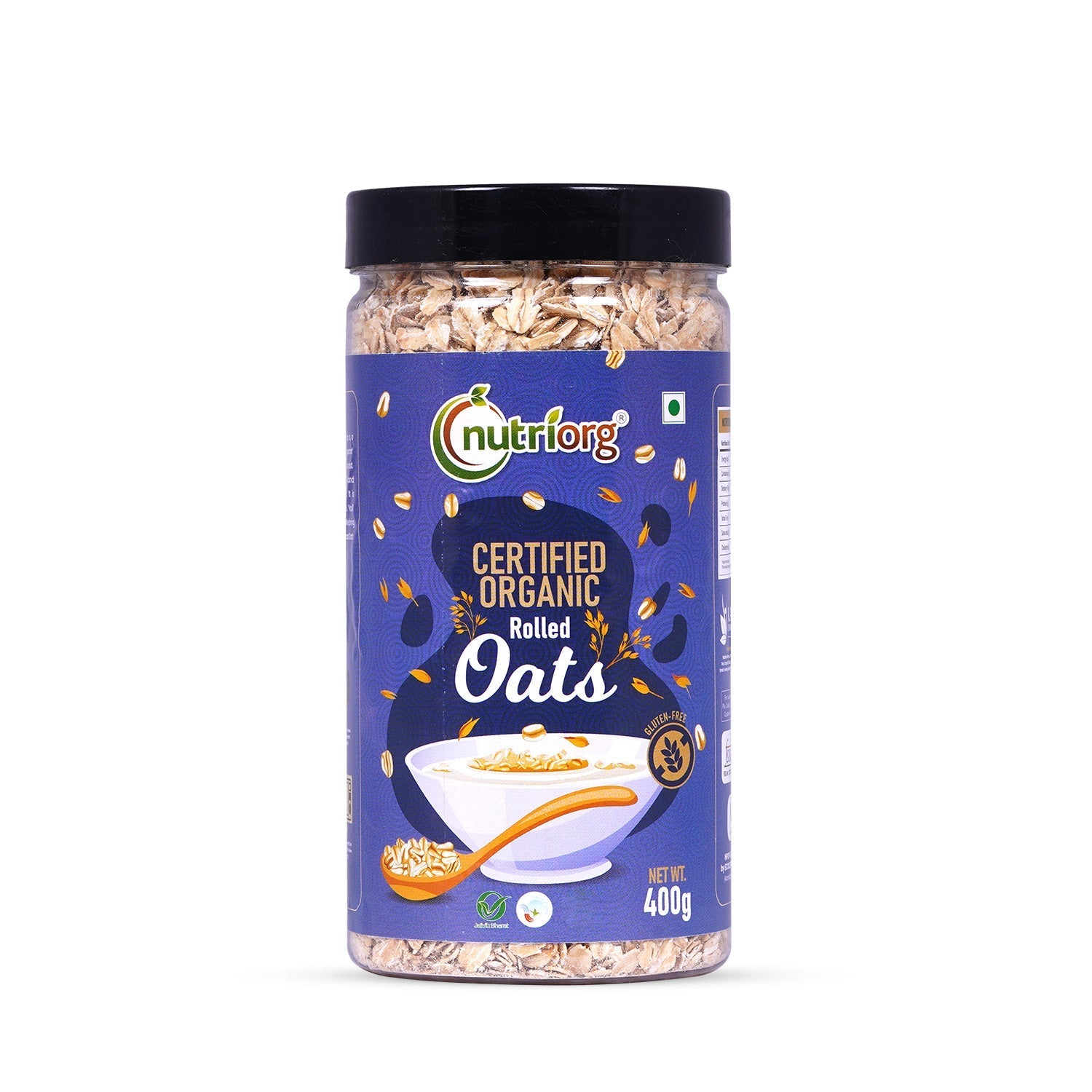 Nutriorg Organic Rolled Oats with Organic Instant Oats (Pack of 2*400g)