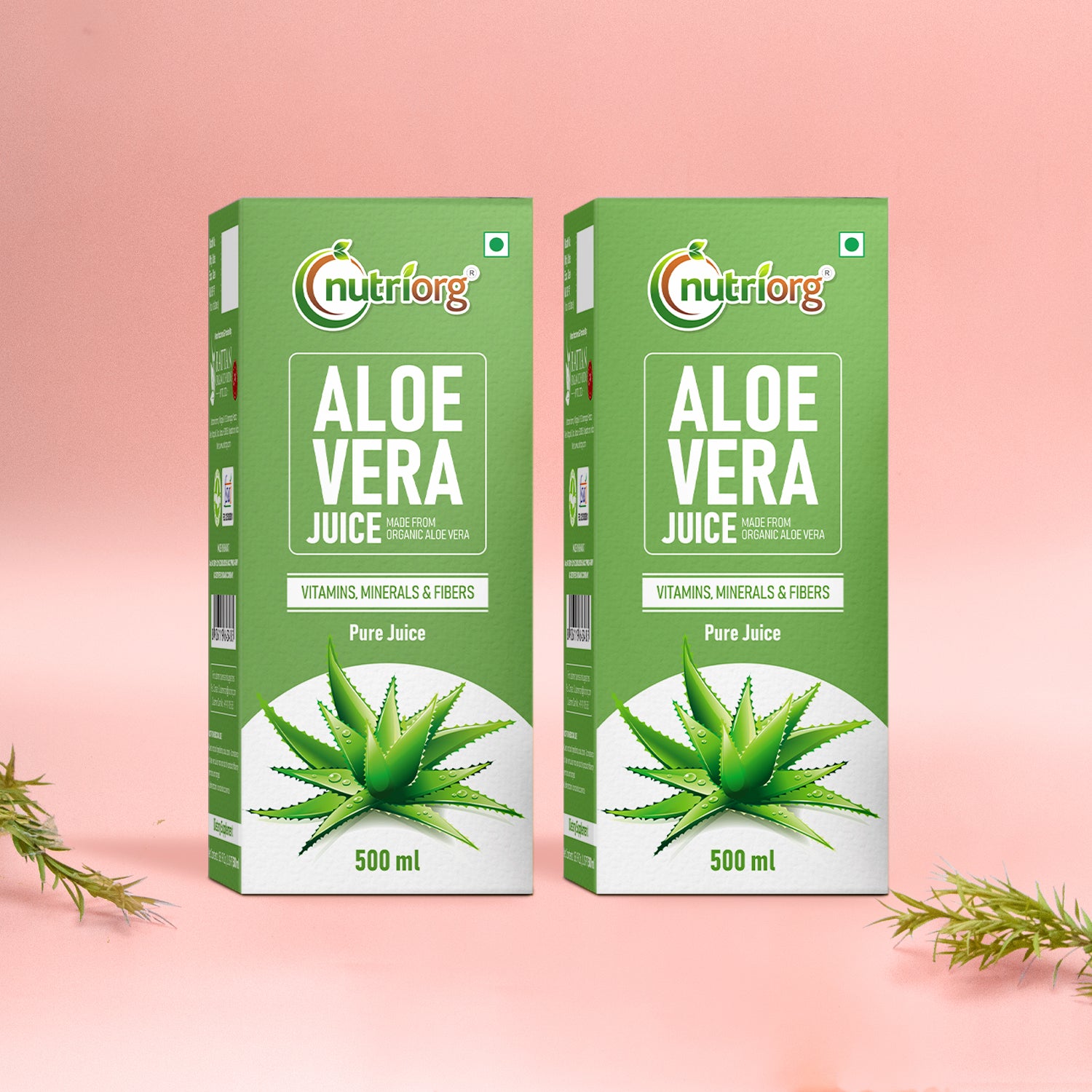 Nutriorg Aloe Vera Juice 1000ml (Pack of 2*500ml)