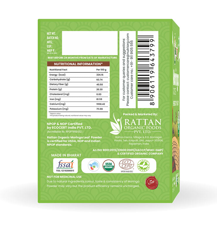 Nutriorg Certified Organic Moringa Powder 100g